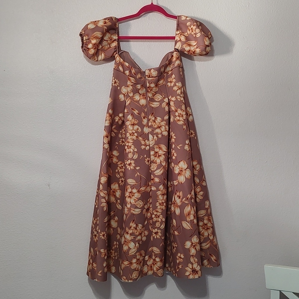 Asos Puff Sleeve Floral Dress Size 8 - Picture 2 of 5
